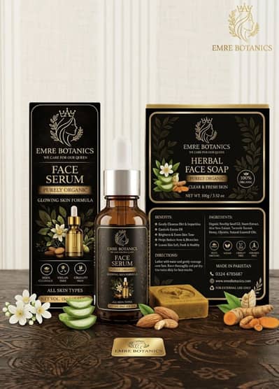 face serum and soap for glowing skin