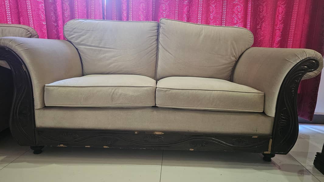 2 seater one seater wooden sofa 0