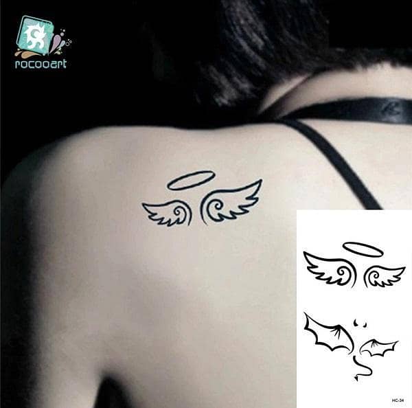 Rocoart HC1034 Temporary Tattoo Sticker - Shoulder Angel Wing Design