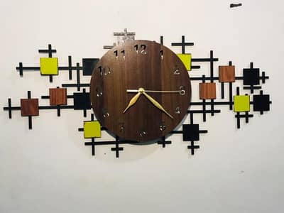 Modern Geomatric Wall clock with Yellow accents