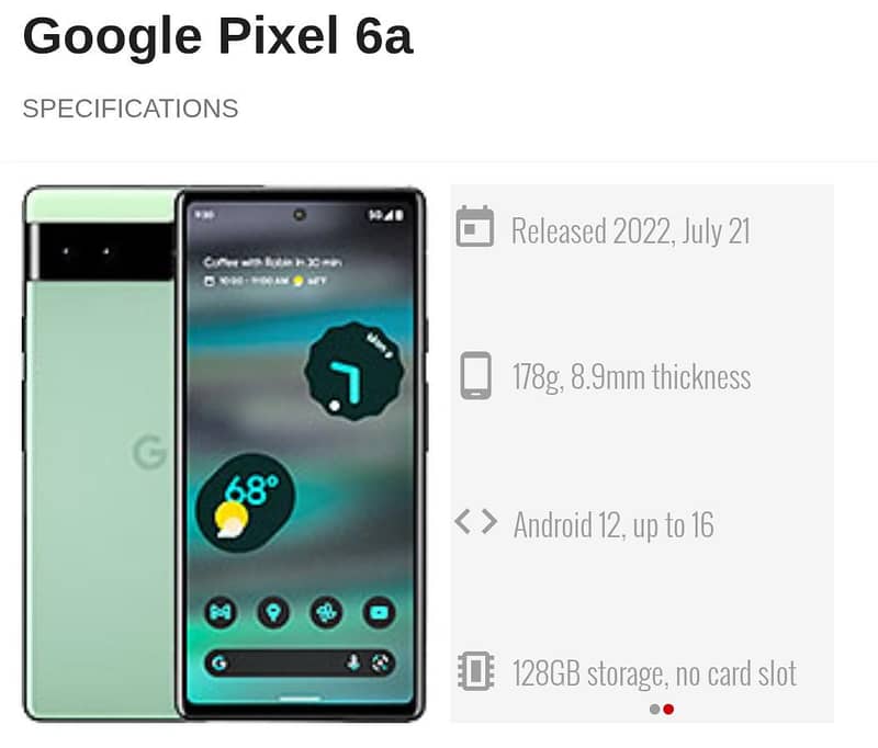 Google pixel 6a 13