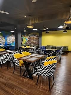 6 seater dining table/UV top table/restaurant dining set/cafe chairs