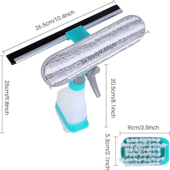 5 in 1 Window Cleaner Tool Kit with Spray Bottle Multifunction Reusable Glass Cleaner Tool with Squeegee Household Portable Window Cleaning Kit
