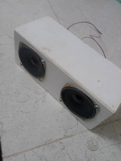Speakers in wooden box