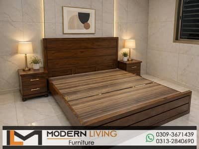 King size bed with 2 side tables best quality in your choice colours