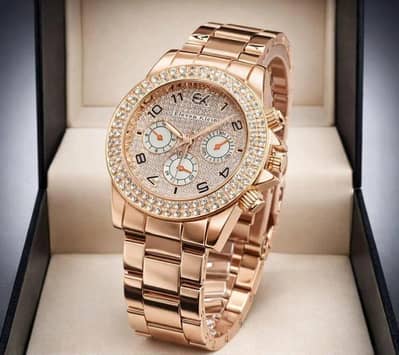 Rose Gold Chronograph Watch for Women