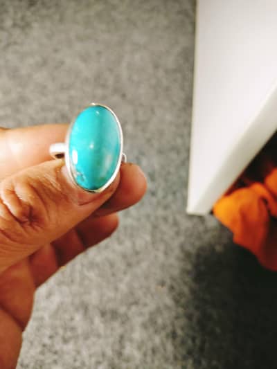 beautiful natural Irani feroza silver ring available