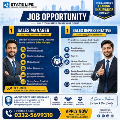 We are Hiring | Sales Representative & Sales Manager jobs | State Life