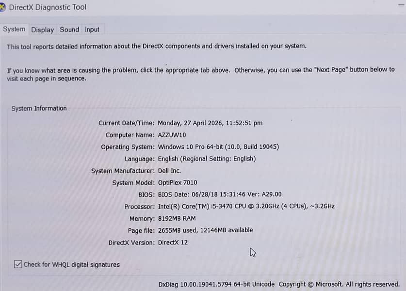 DELL I5-3rd CPU 5