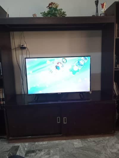 LED TV unit with cupboard and decore and book shelves