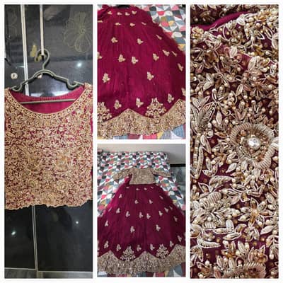 Bridal Lehnga Complete Set/Stunning Custom Reddish-Maroon Lehnga/Brida