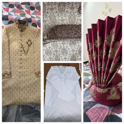 Groom Sherwani and kulla/Designer Groom Sherwani/Wedding Outfit/Dulha