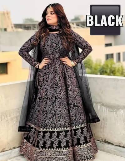 Elegant Black Katan Silk 3-Pc Maxi Suit | Block Print Design