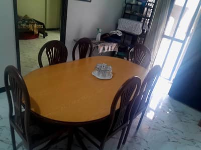 Wooden Dine In Table with 6 Chairs