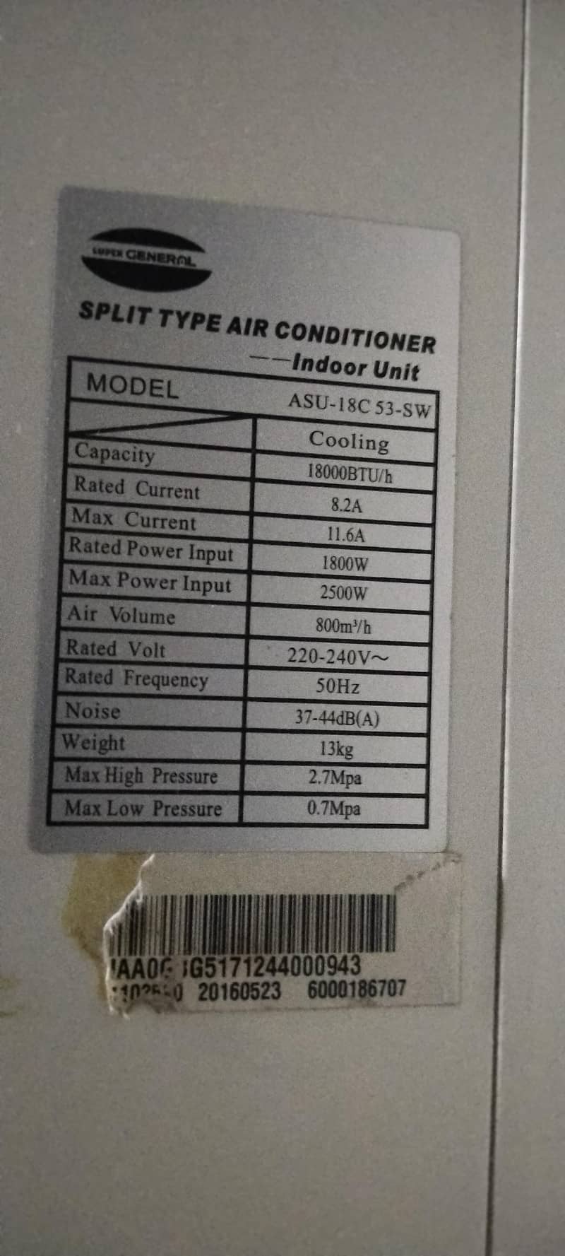Super General Split AC 2