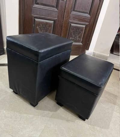 Stylish Leatherette Cube Ottoman Stools
