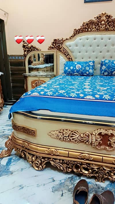 Wooden Bed set \King Size Bed\ with Dressing/ two side tables/bed set