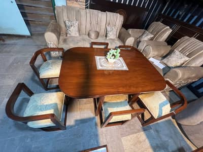 Dyning table with 6 cheres , Made with shashim wood ,10 years garinty