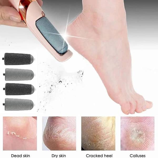 Electric Callus Remover for Feet – USB Rechargeable Foot File Grinder for Heels & Hard Skin – Waterproof Pedicure Tool with Dual-Speed Roller & Interchangeable Heads – USB Rechargeable Pedicure Feet Callus Remover -Portable Foot Care for Soft, Smooth Feet