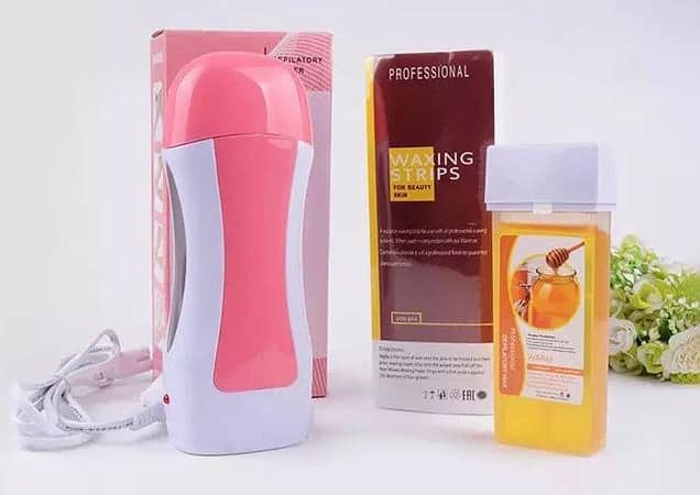 3 in 1 Depilatory Wax Heater Kit (Roll-On) with Wax Refills, Strips & Tools - Pack of 3