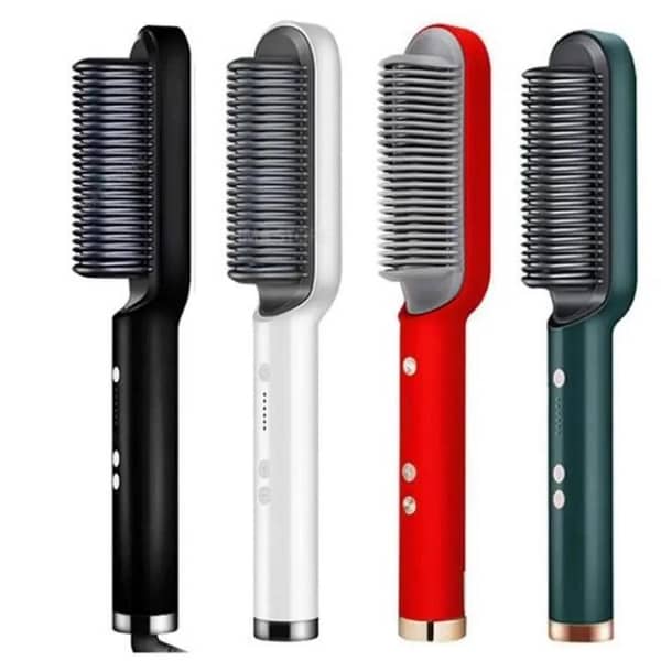 Hair Straightener Brush Curling Comb 2-in-1 | Electric Straightener and Styler for Easy Home Use
