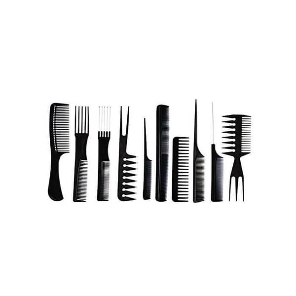 Saet Professional 10-Piece Salon Hair Comb Set – Plastic, Black