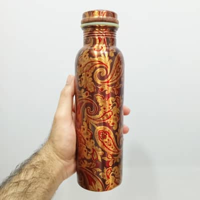 Pure Copper 1-litre Leak-Proof Water Bottle with Lacquer Coating