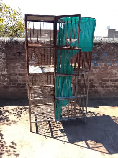 lLarge cage pinjra 4 potions for hens love birds parrot