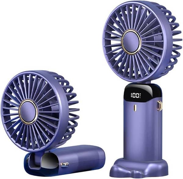 Funsnap Rechargeable Personal Fan with Real-time Battery & Speed Display - Lightweight Neck Hanging Fan for Travel & Office.
