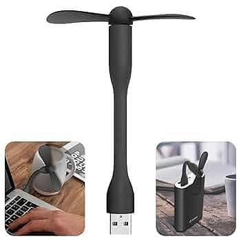 Flexible Portable Mini USB Fan – 2 in 1 Silent Cooling Fan for Laptop, Mobile & Power Bank (No Noise)