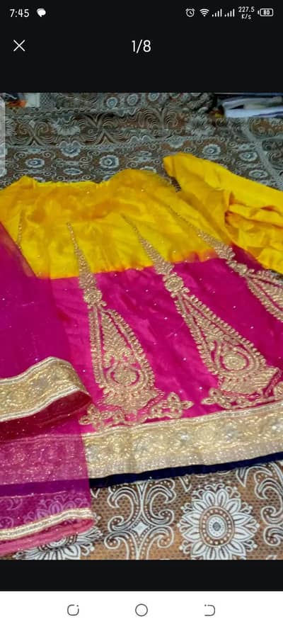 pink and yellow lehnga
