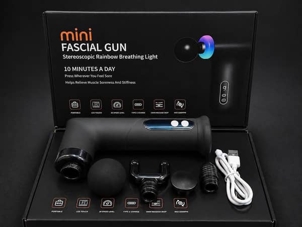 Wireless Mini Fascial Gunn Deep Muscle Vibrating Messager 4 Head with USB Rechargeable