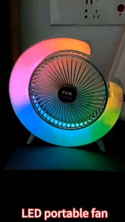 Mini Desktop Fan Adjustable Colorful Fan USB Rechargeable Electric Fan with LED Night Light Summer Portable Desk Fan