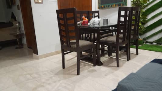 wooden dining  table with 6 chairs