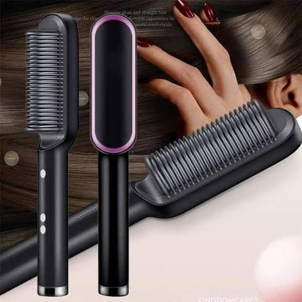 Electric Hair Straightener Brush 909 | Fast Heating Ceramic Hair Styling Brush for Women & Men | Portable Anti-Static Detangling Comb | Easy Hair Styler for Smooth, Sleek & Shiny Hair. .