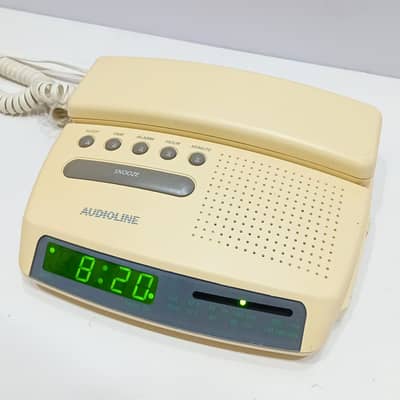 Vintage 1990s Audioline Clock AM/FM Radio Telephone | Made in England