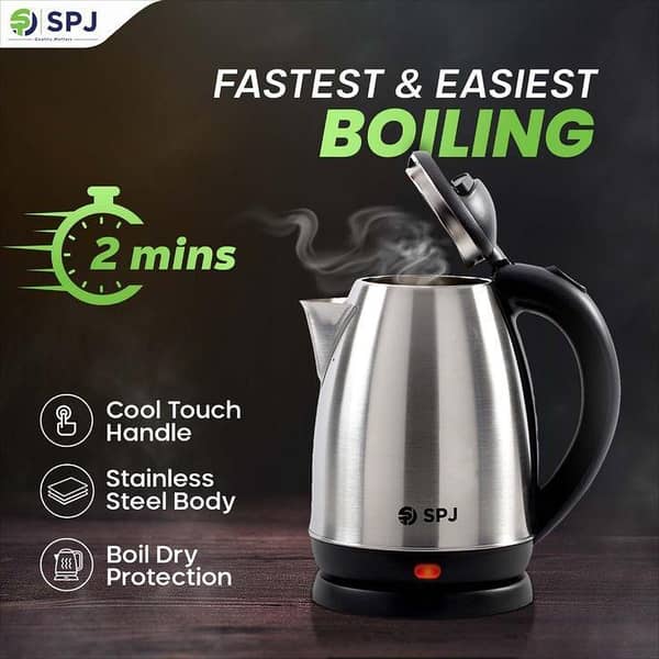 Imported Electric Kettle - 2L, 1500W, Stainless Steel with Advanced Automatic Switch for Rapid Boiling and Safety quick boiler kettle for tea