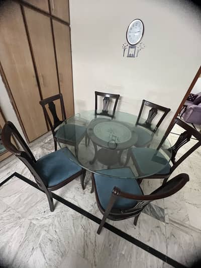 6 seater glass top dining table Custom made