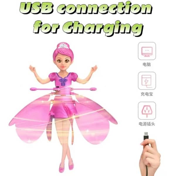Frozen Princess Inductive Flying Doll Flying Fairy Suspended Flying Toy Air Gesture Colorful Lights Children's Educational Toys