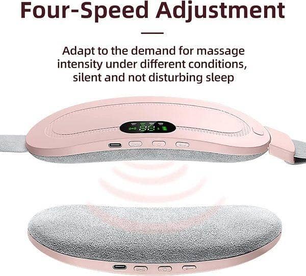 Rechargeable Electric Heating Pad for Period Pain Relief | Portable Menstrual Cramp Belt with 3 Adjustable Heat Levels & 4 Massage Modes | Heated Waist & Belly Belt for Women & Girls | Comfortable Pain Relief Massager for Cramps & Muscle Tension