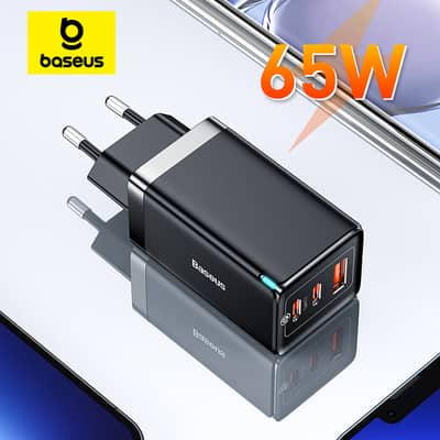 Baseus original 65 watt and three ports gan adopter