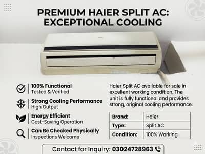 Haier Split AC – 100% Working, Strong Cooling Performance