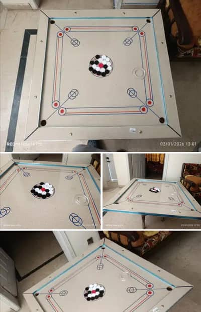 strong wood carrom board 42" x 42" with complete accessories