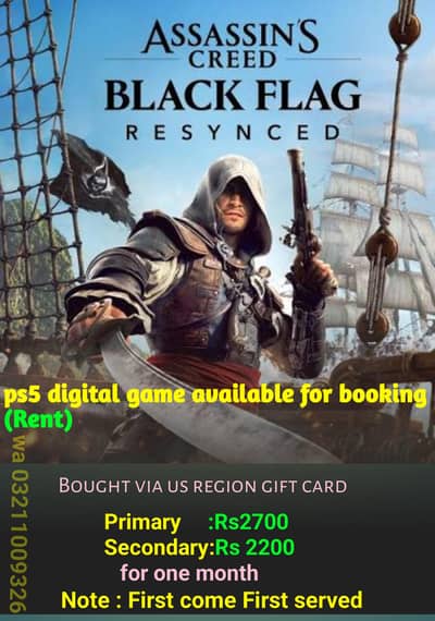 Assassin's Creed black flag 4 resycned ps5 dhigithal game