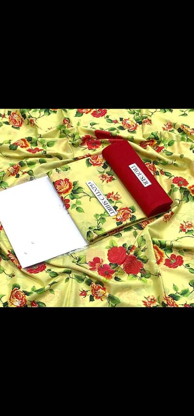 2 PC Lown suit printed Shirt Dyed Trouser