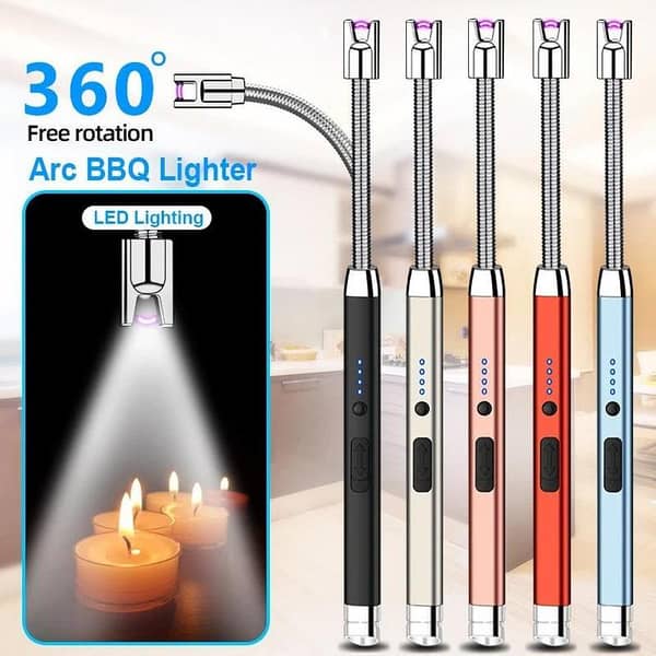 Electric Arc USB Rechargeable Flameless Arc Lighter Flexible and Windproof for Candles, Hiking, Camping, Kitchen, Fireplaces 360 degree rotation- Kitchen Tools