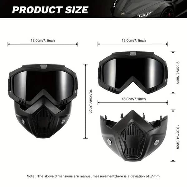 1pc Versatile Detachable Face Mask with Reflective Lens - Wind & Sand Protection, Ideal for Cycling, Available in Colored or Transparent Options, Durable Plastic Construction, Wind Sand Shield | Versatile Outdoor Mask | Ventilated Face Mask, Windproof