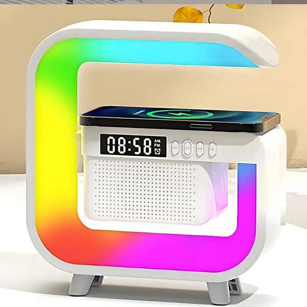 Smart Desk Lamp Multifunctional Wireless Charging, Lamp, Bluetooth Speaker, Alarm Clock with Rgb Night Light Fast Wireless Charger Table Lamp Perfect Birthday Gift for Home Office 15w Charging