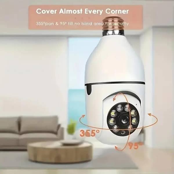 1080P WiFi Smart Bulb Camera E27 - 360° Rotating Color Night Vision, Human Tracking Motion Detection, Two-Way Talk, Security Alerts, Voice Control, Hardwired 110V/220V for Smart Home, Home Safety Camera | Modern Light Bulb Design Energyefficient Light