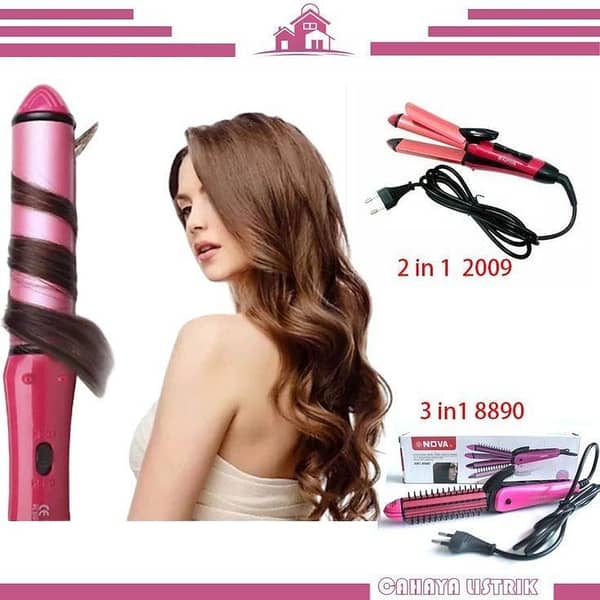 Nova Professional 2 In 1 Hair Straightener & Curler Women Hair Styler Hair Beauty Set